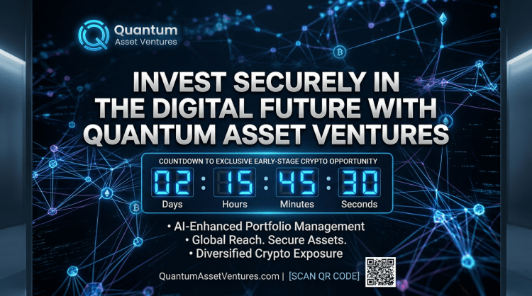 Countdown timer showing 2 days 15 hours 45 minutes 30 seconds for early-stage crypto investment opportunity by Quantum Asset Ventures